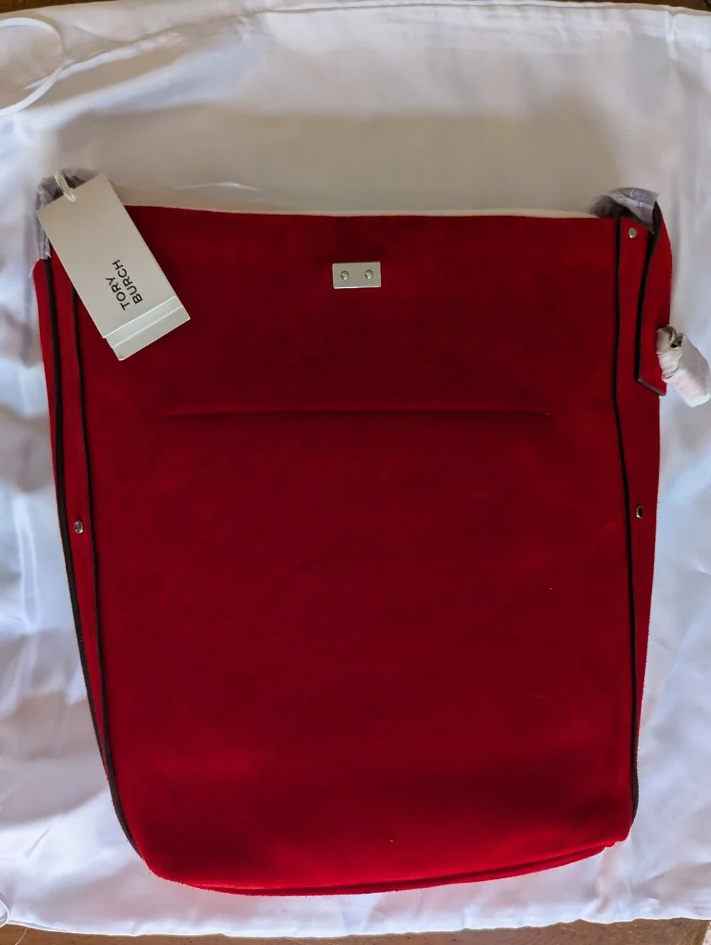 Red Suede Tote Bag